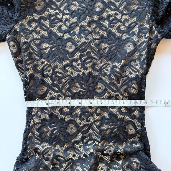 NWOT Rotate Illusion Lace Self Tie Long Sleeve Bodycon Mini Dress in Black Sz 4 - Picture 15 of 16